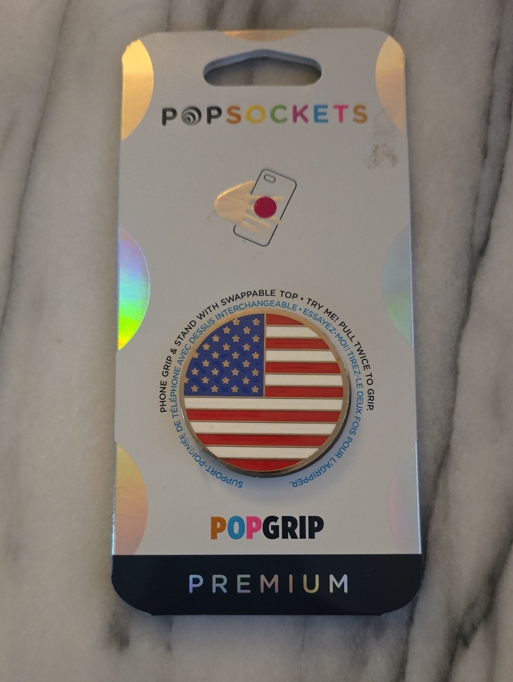 PopSocket PopGrip Phone Grip with American Flag Design - Red, White, Blue